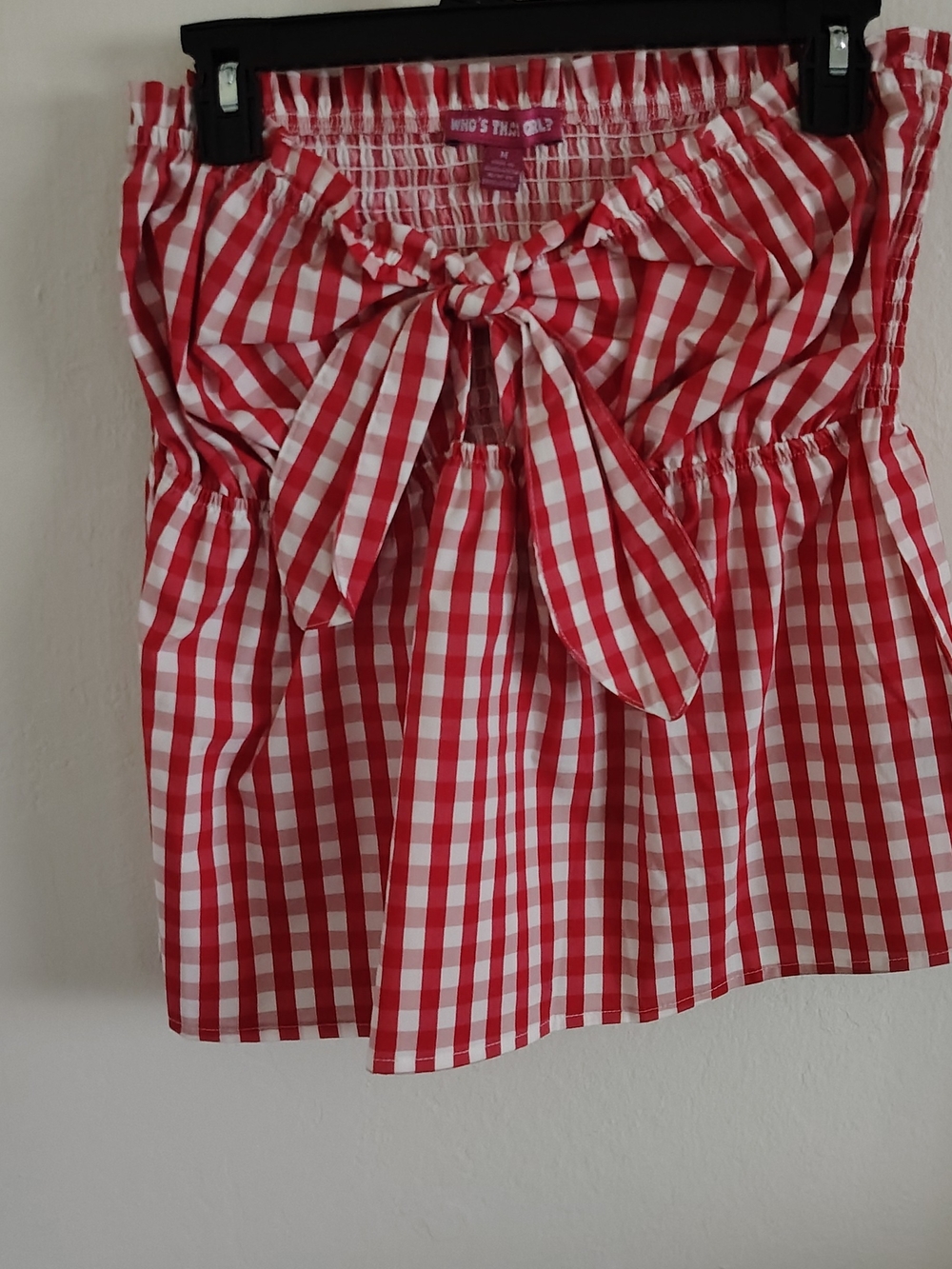 Red Gingham Tie-Front Tube Top